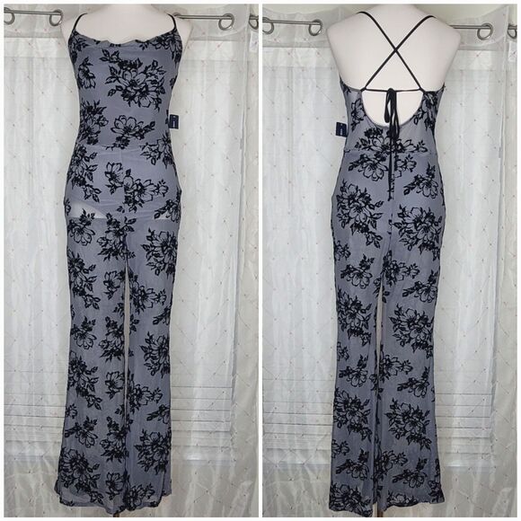Vintage Velvet Burnout Jumpsuit - Picture 1 of 8